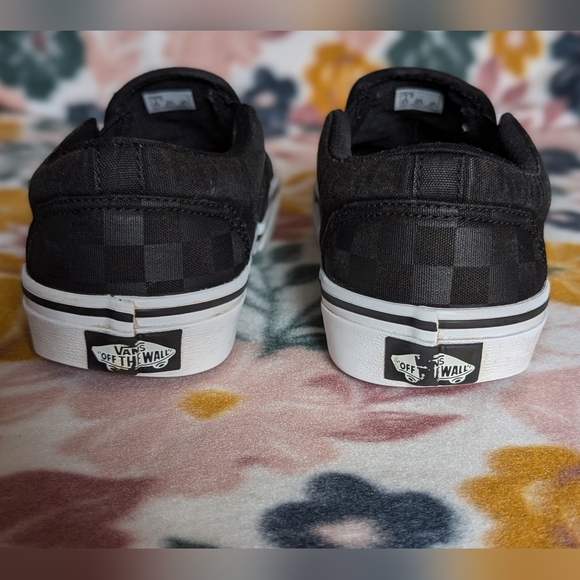 Vans Black On Black Checkered Slip-Ons Mens Size 7.5 Excellent Condition - Picture 3 of 11